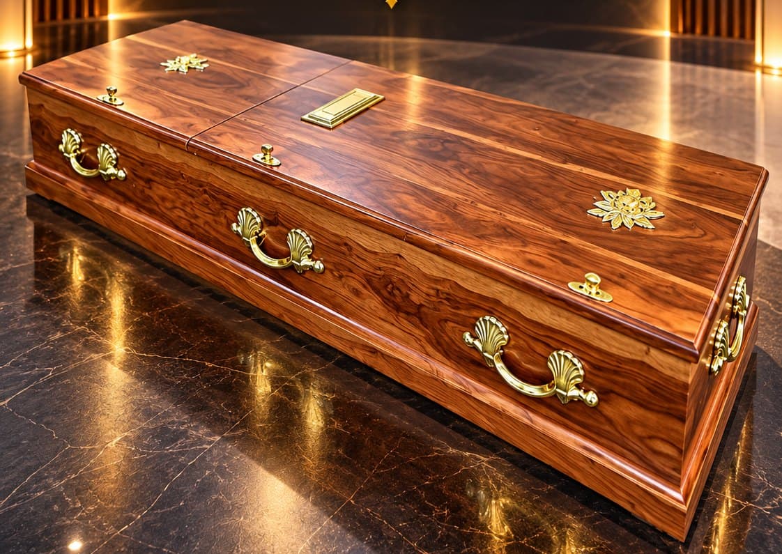 Flat Lid Casket (Brown) from Diaspora Funeral Services