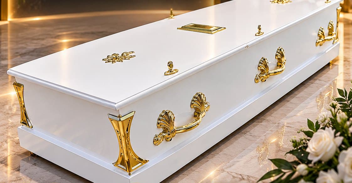 Flat Lid Casket (White) from Diaspora Funeral Services
